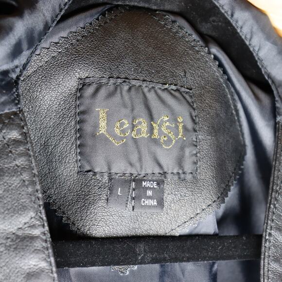 Learsi Genuine Leather Quilted Vest Black Snap Front Size L - Picture 4 of 4